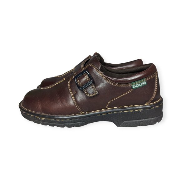 Eastland Syracuse Chunky Y2K Brown Leather Loafers Lug Sole Size 8 1/2M - Picture 1 of 9